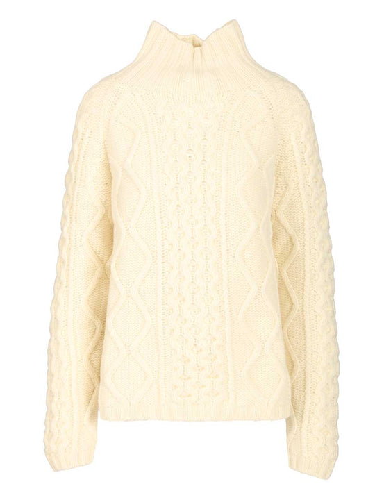 Cable-Knit Wool Sweater Knitwear White