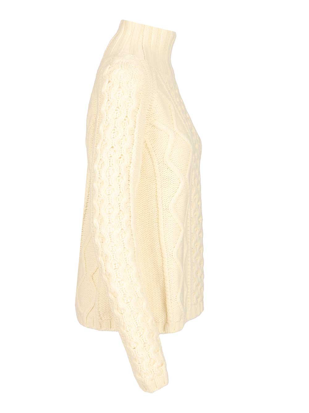 Filippa K Cable-Knit Wool Sweater Knitwear - White | c014fcc97bc2a5e6201d5753faca204ea192567e