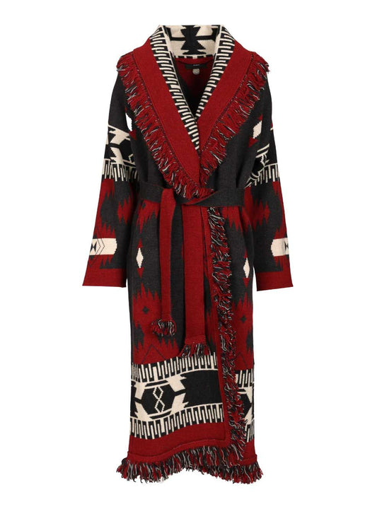Icon Jacquard Coat Knitwear Red