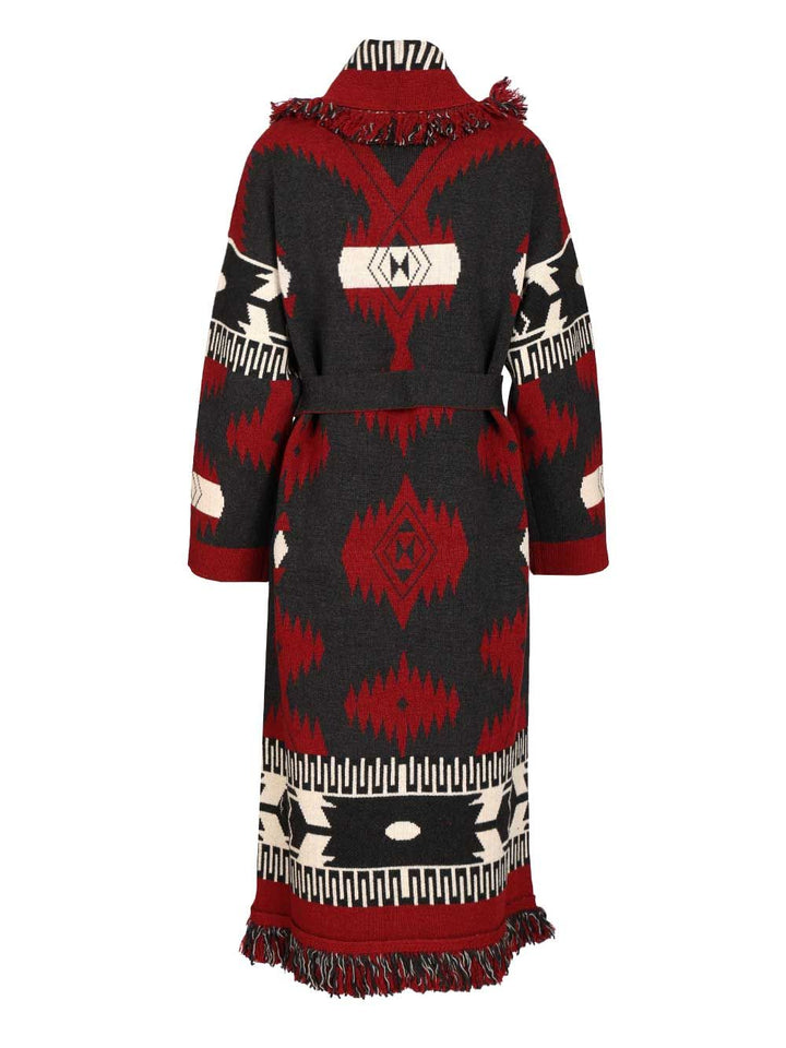 Alanui Icon Jacquard Coat Knitwear - Red | 45311f5e4b39171b3b5b50e5757013ea0a0b3285