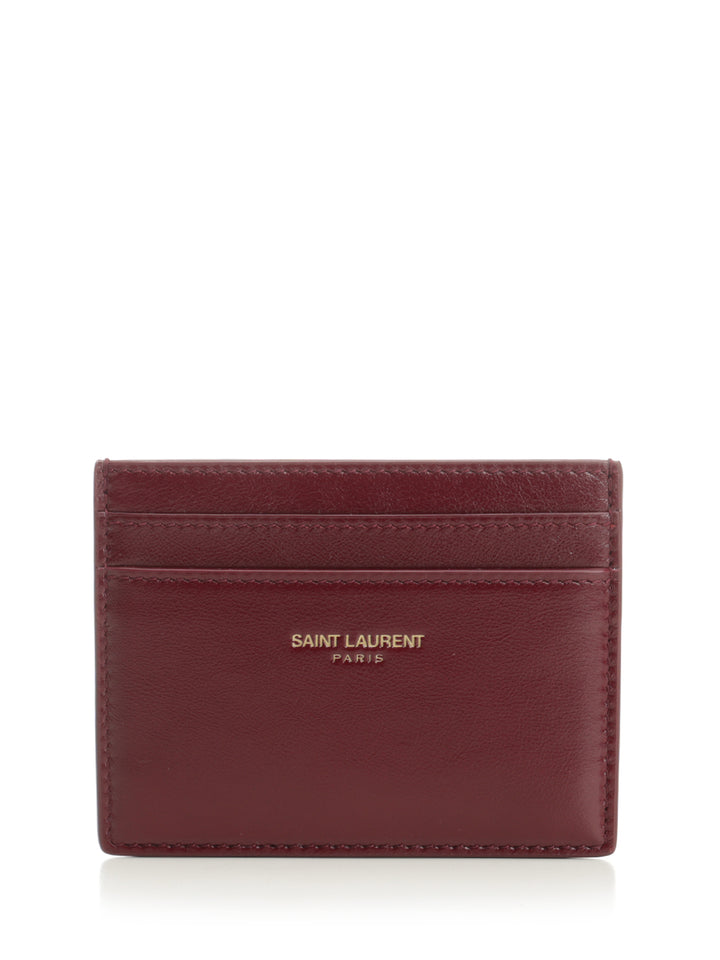 Saint Laurent Shiny Leather Card Holder Small leather goods - Bordeaux | e90cd9fda7be6ce34e7bb7ab5e156c9be1a1c18e