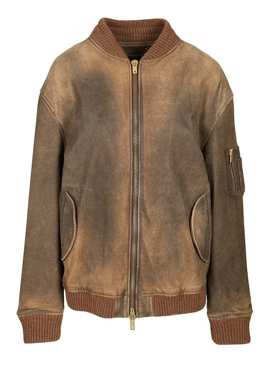 Leather Jacket Skirts Brown