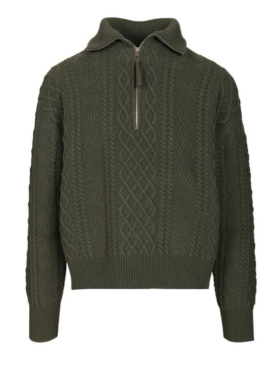 Zip-Up Sweater Knitwear Green
