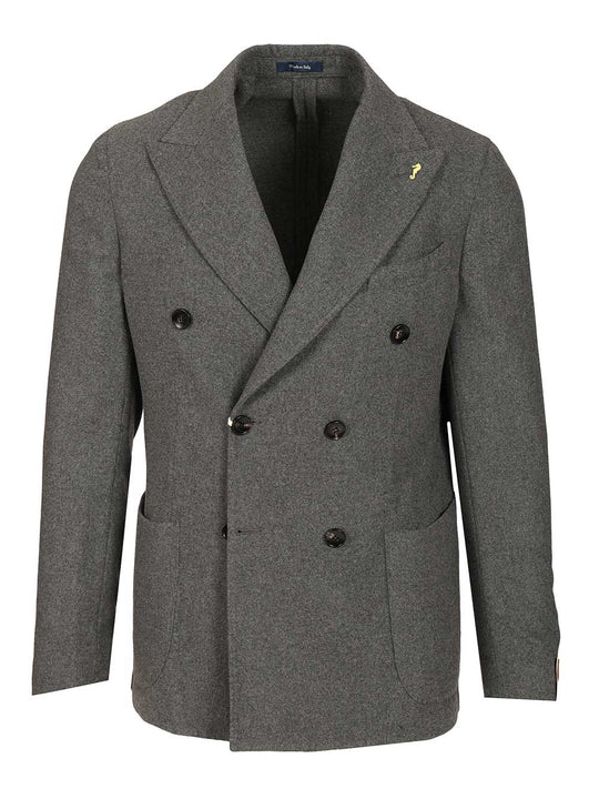 Unlined Double-Breasted Blazer Jackets Grey