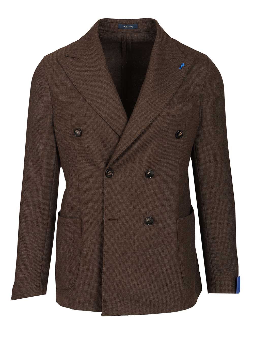 Guarinucci Unlined Double-Breasted Wool Blazer Jackets - Brown | 62fc8d10fd9f52d05828e5b0925cc6d2c6097f78