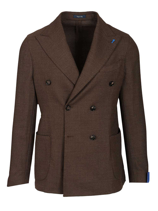 Unlined Double-Breasted Wool Blazer Jackets Brown