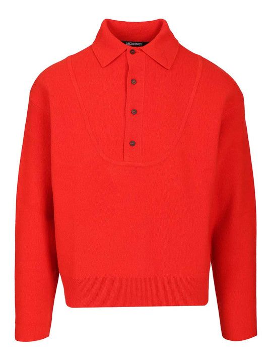 Merino Wool And Cashmere Polo Shirt Knitwear Red