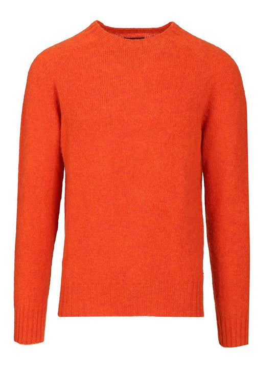 Shetland Wool Crew Neck Knitwear Orange