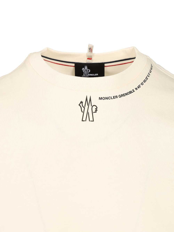 Moncler Grenoble Crew Neck Cotton T-Shirt - White | 3143ec7e9363fe963180adcd56b2aa08b7e99fd1