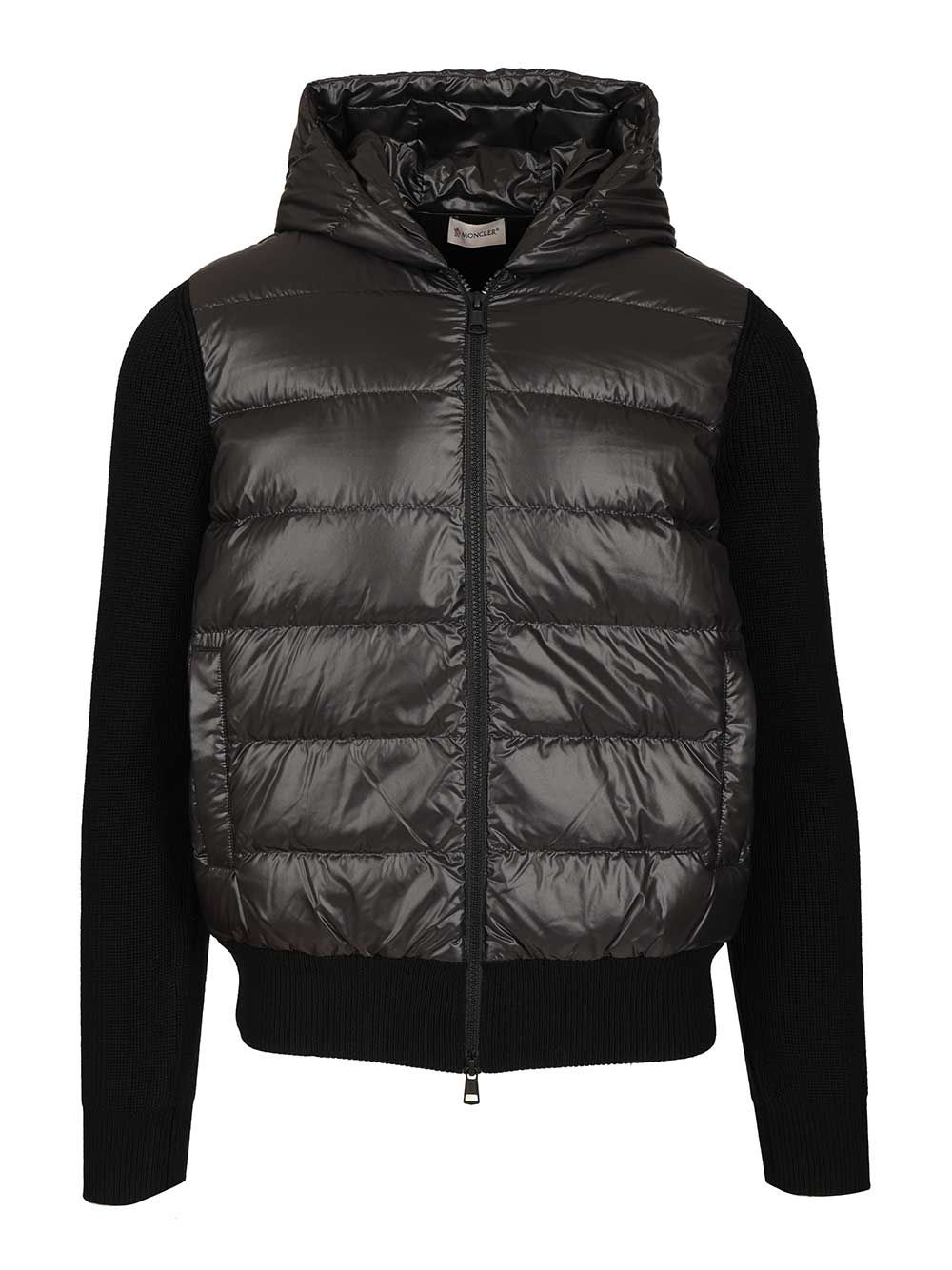 Moncler Padded Hoodie Knitwear - Black | e553290b9ebb73eaa00a995b6b95428ab43265e6