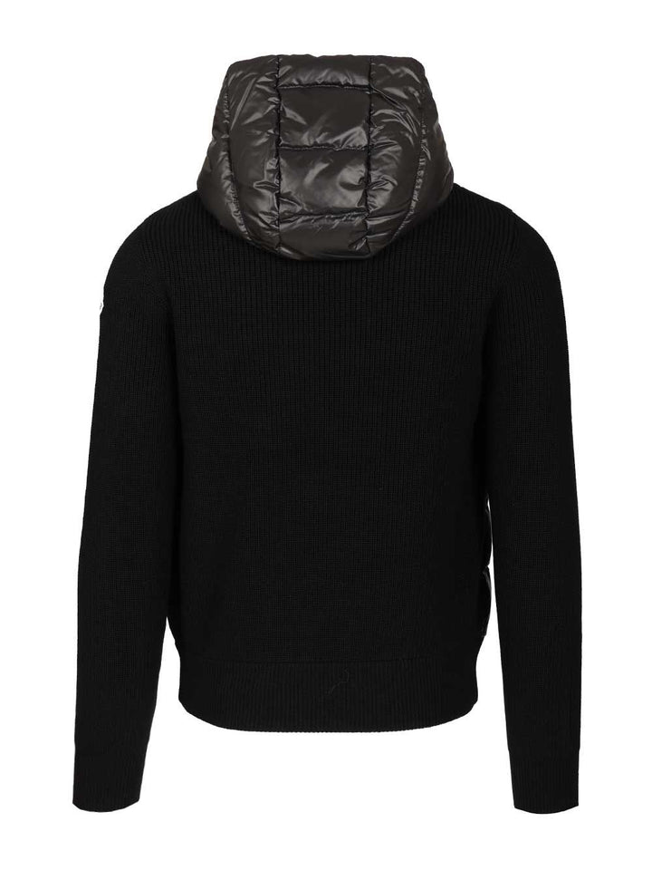 Moncler Padded Hoodie Knitwear - Black | 0926c136e92c04b197bd772d5a8a99490bf6bfa2