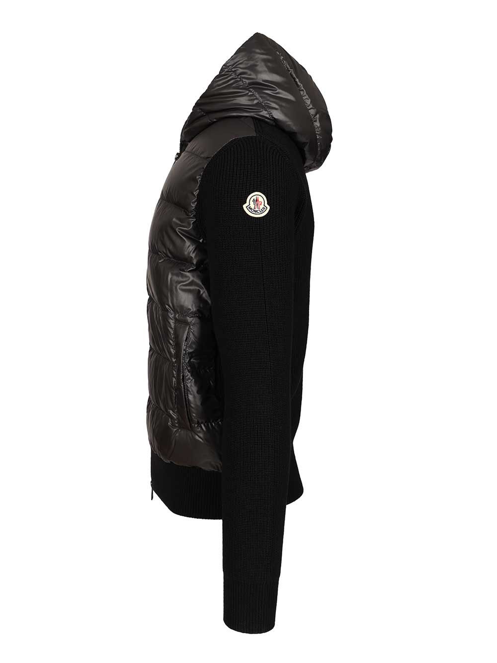 Moncler Padded Hoodie Knitwear - Black | 56e7f15b09b46f5f883dac690b4b49e11224f2a6
