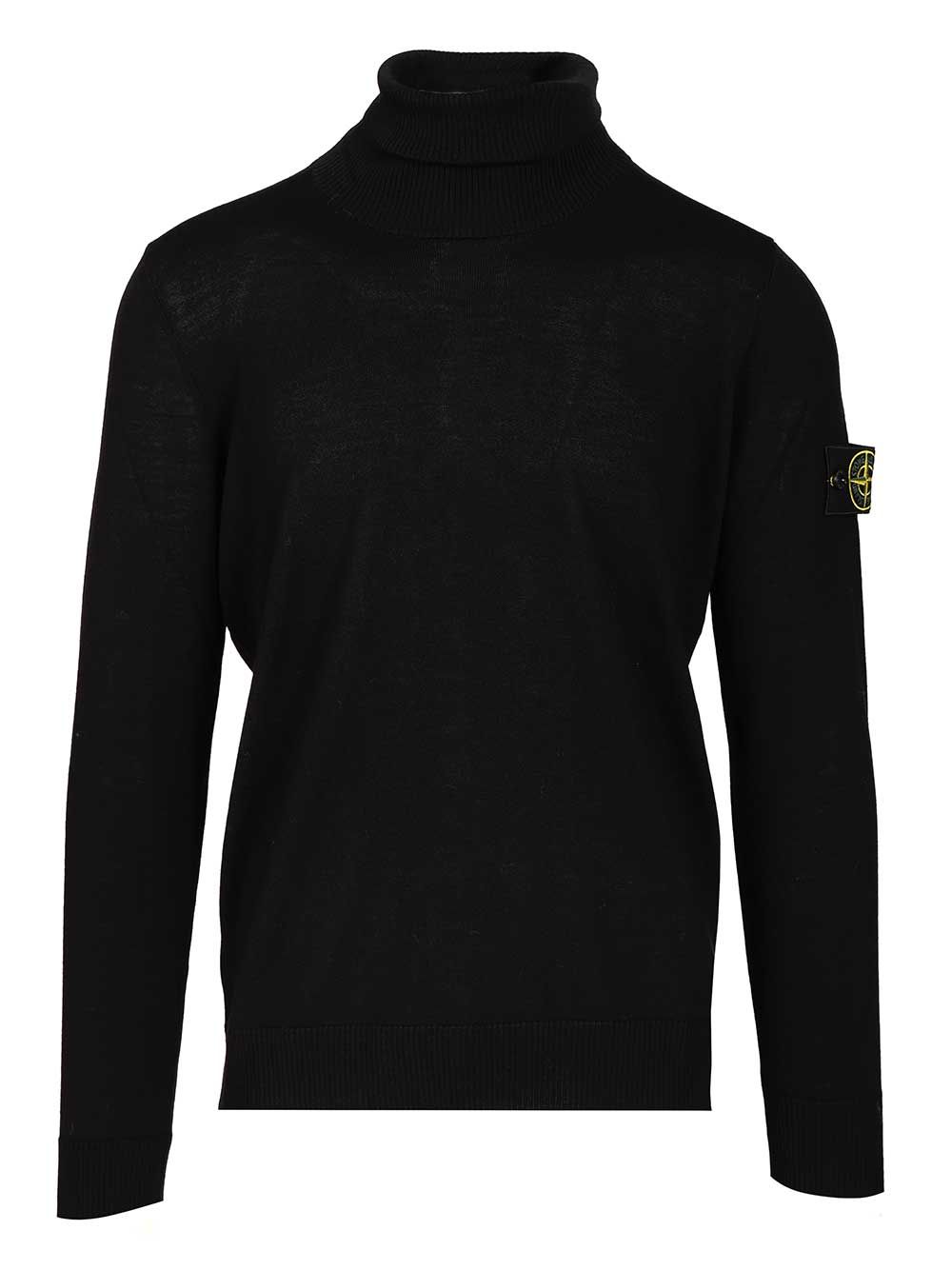 Stone Island Rws Pure Wool Turtleneck Sweater Knitwear - Black | 70814fba4e16acb848c41adcca0661e28560b880