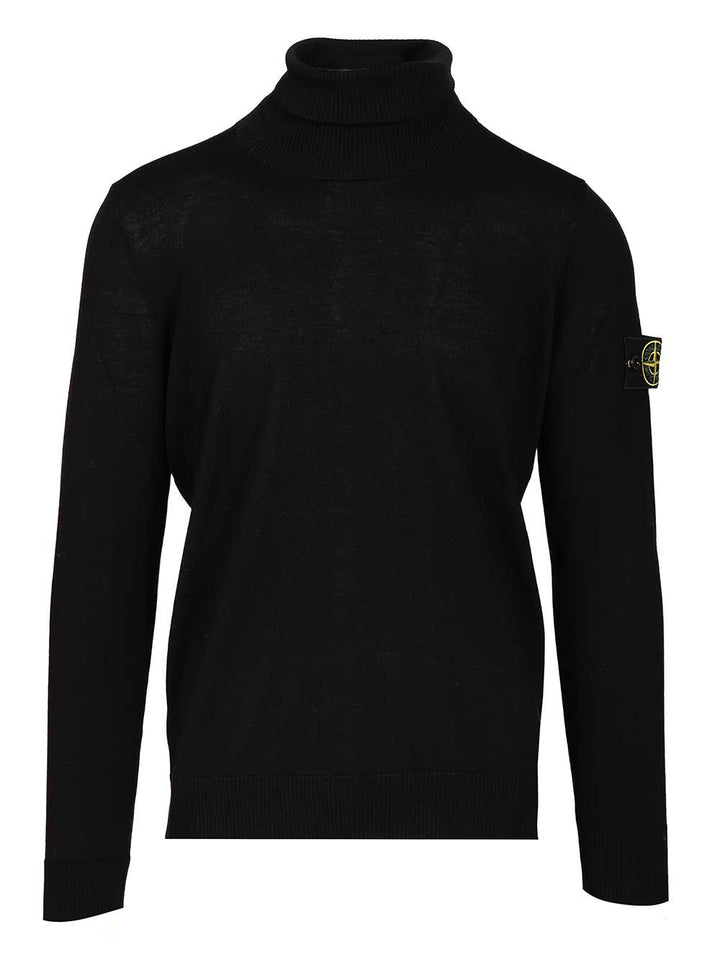Stone Island Rws Pure Wool Turtleneck Sweater Knitwear - Black | 70814fba4e16acb848c41adcca0661e28560b880