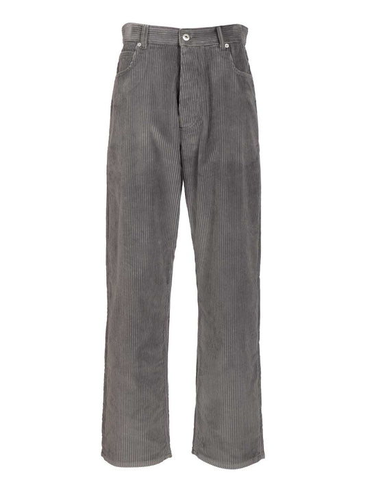 Matt Cotton Corduroy Wide Leg Trousers Grey
