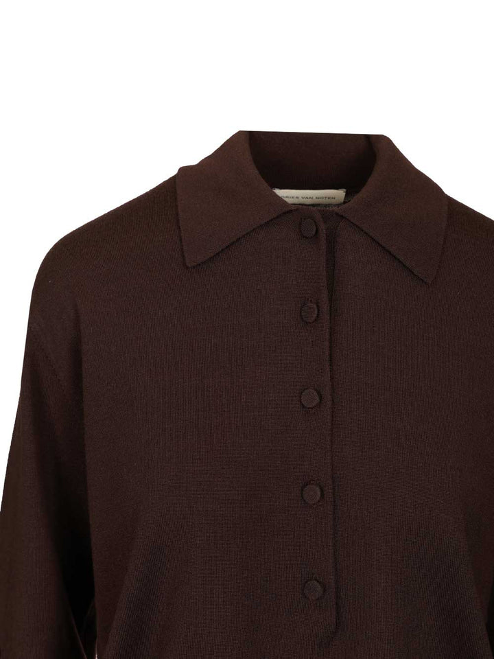 Dries Van Noten Polo Shirt Knitwear - Brown | e78dfcd7ad196875fb6f1ff4b48b6310bbae6d79