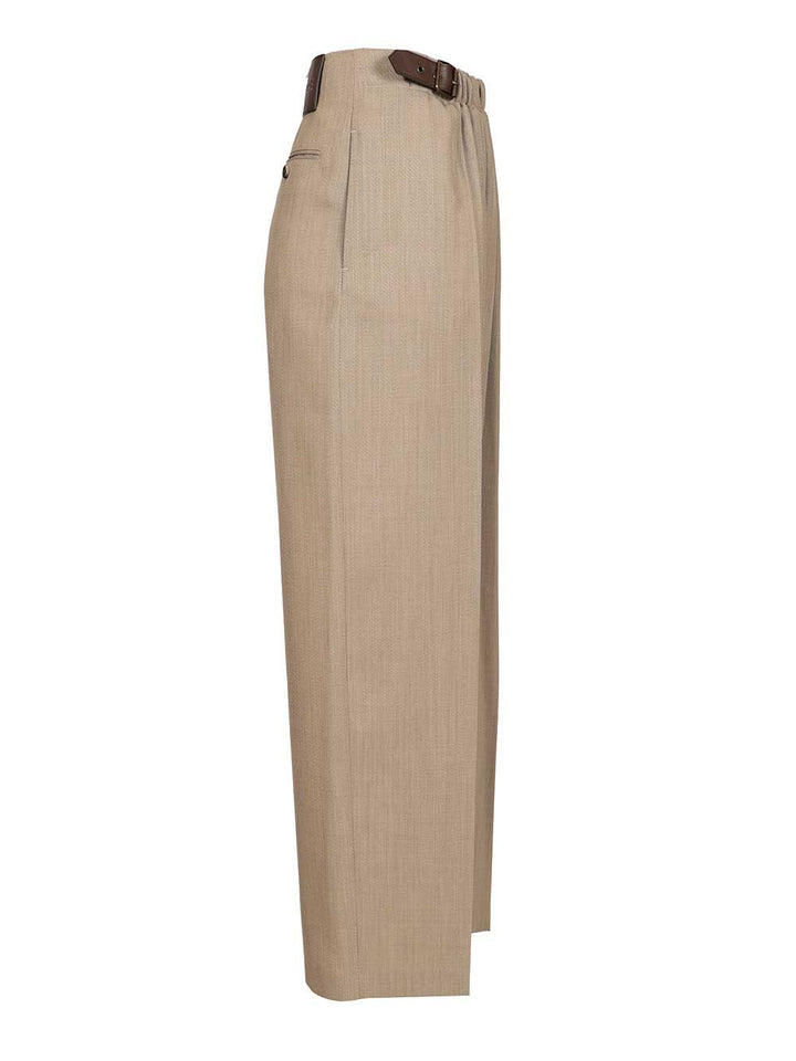 Loewe Wool And Silk Trousers - Beige | 9aa1c2bdb00084dc51cb481d43a257c5a66ab859