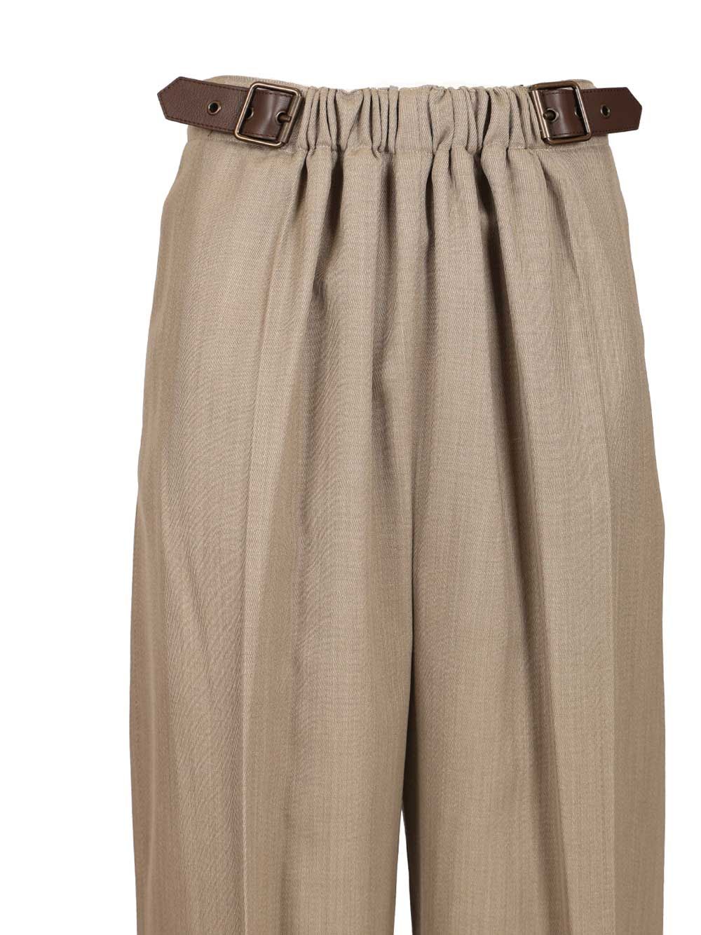 Loewe Wool And Silk Trousers - Beige | 72d496f6ba47611cb9d25b582d79b2d577c0c669