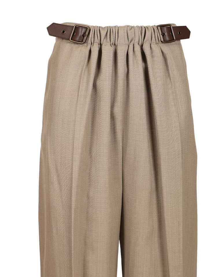Loewe Wool And Silk Trousers - Beige | 72d496f6ba47611cb9d25b582d79b2d577c0c669