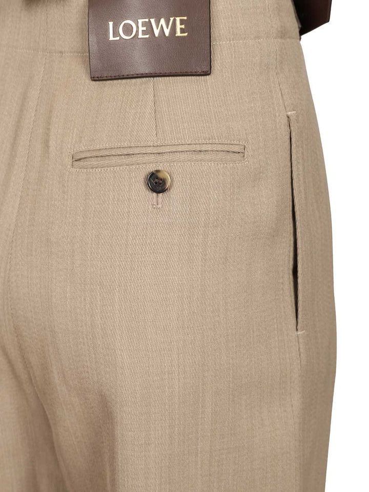 Loewe Wool And Silk Trousers - Beige | 08e124544102550d35412327292c080fc86e529e