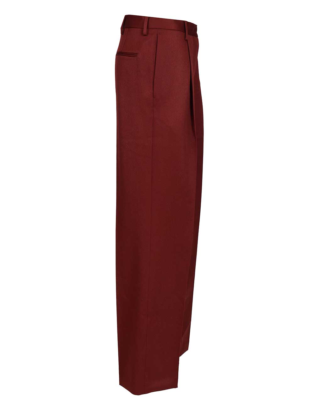 Dries Van Noten Pleated  In Shiny Wool Trousers - Bordeaux | 156442d2401847ddaac98be1fb92d2631bcc9aa0