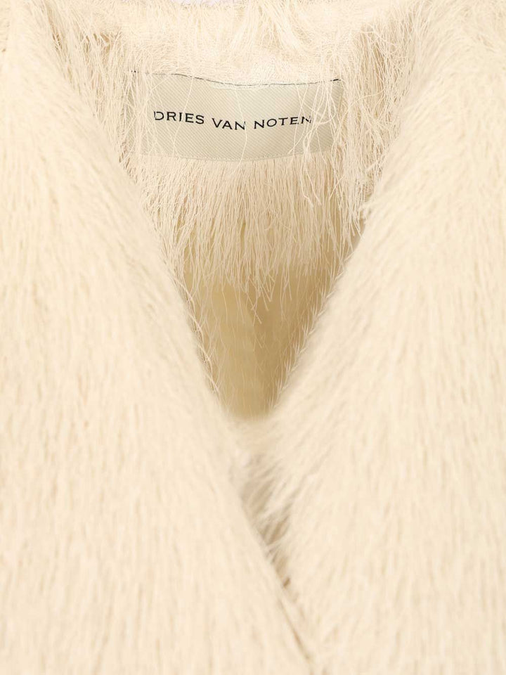 Dries Van Noten Jacket With Fringes Coats - White | e14981ed759641b2322e90f95e8270f8bad35766
