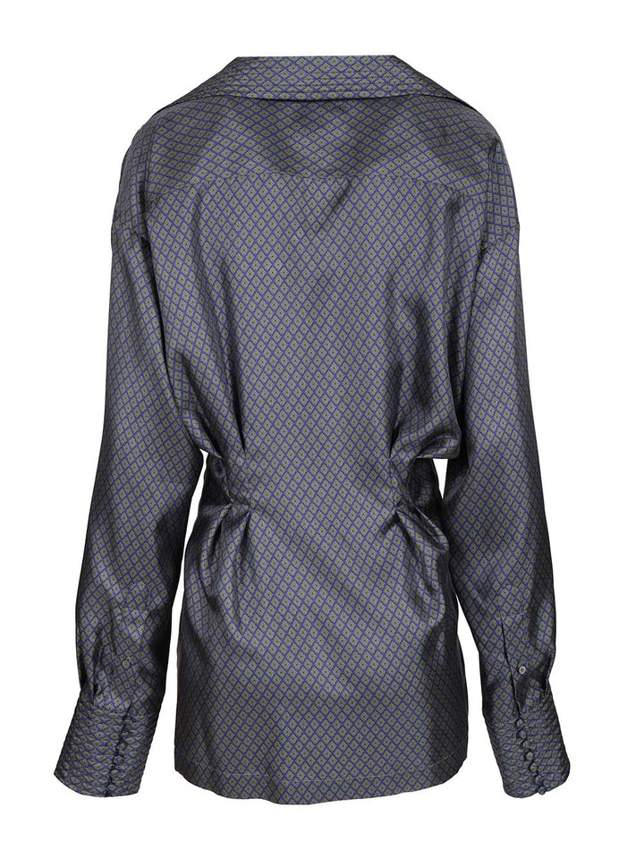 Dries Van Noten Printed Silk Twill Shirt With Wrap Detail Shirts - Blue | 09af973de5e9ae90606a06e8aa6053967af288fb