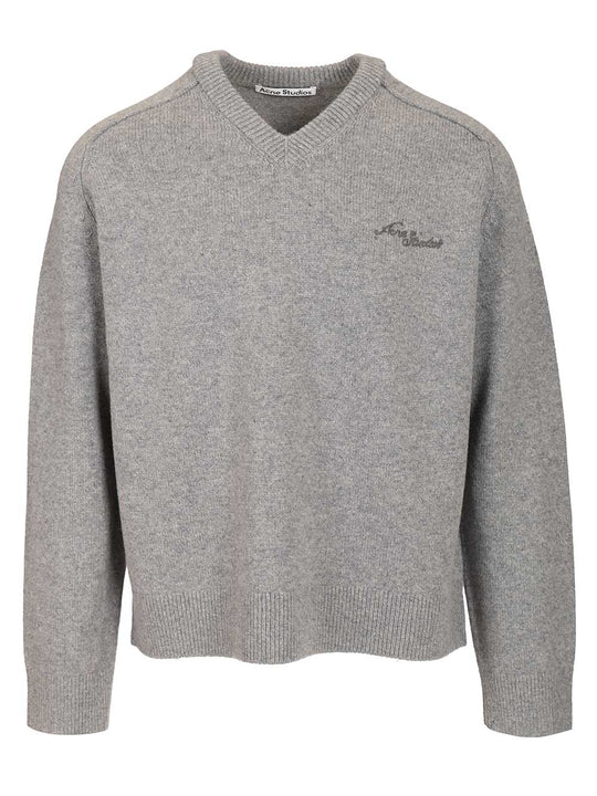 V-Neck Sweater Knitwear Grey