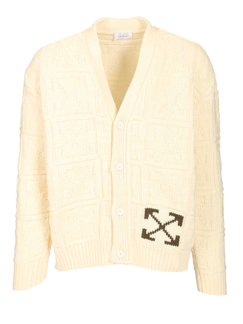 Off-White Arrow 3d Wool Cardigan Knitwear - Beige | 1a317c6f098a7d5e21b67b5419440fddc059e102