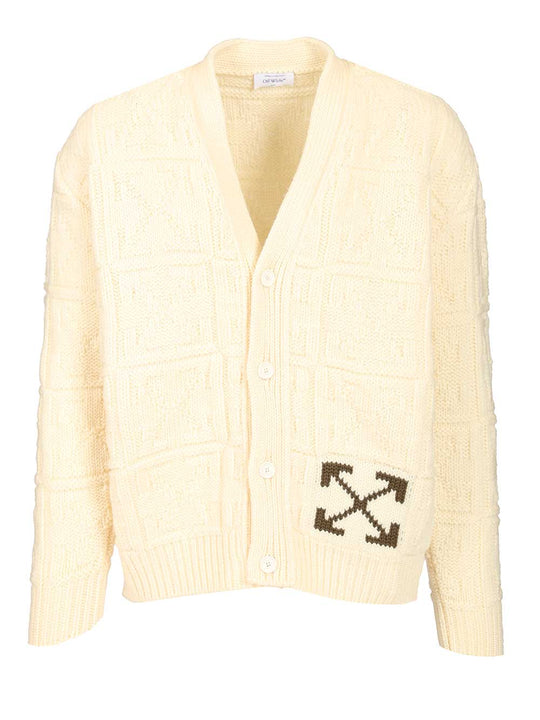 Arrow 3d Wool Cardigan Knitwear Beige