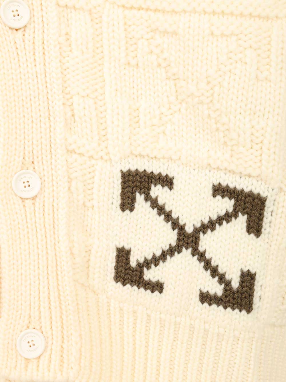 Off-White Arrow 3d Wool Cardigan Knitwear - Beige | dbdbfc34d7254430fbdc23a9194f3ecc40761464