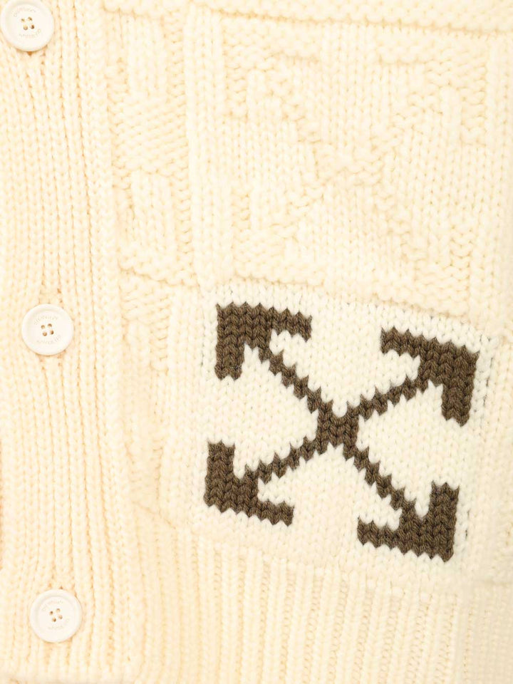 Off-White Arrow 3d Wool Cardigan Knitwear - Beige | dbdbfc34d7254430fbdc23a9194f3ecc40761464