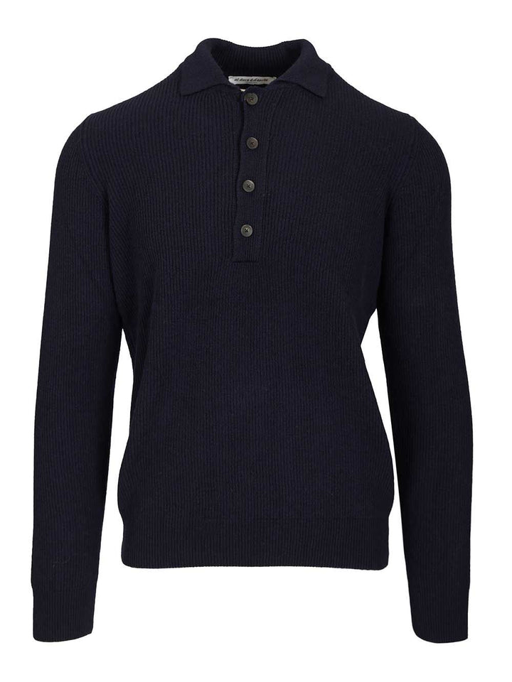 Al Duca D'Aosta Wool And Cashmere Polo Shirt Knitwear - Blue | 8e9cd0d43c3038caa03bdf57fbe84b06036b5772