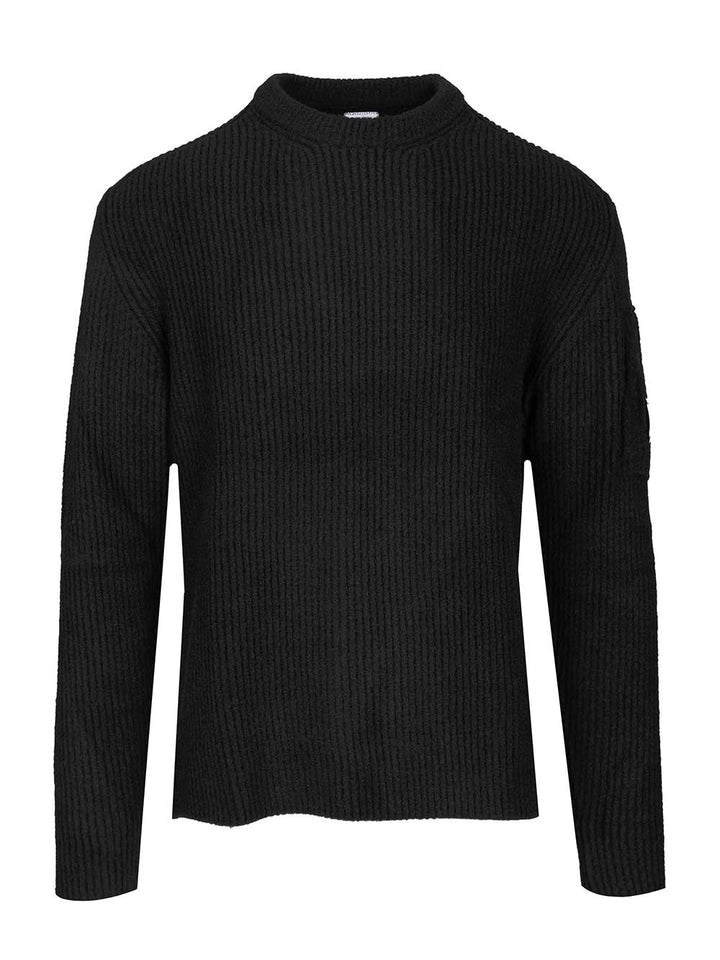 C.P. Company Lente Crewneck Sweater Knitwear - Black | d077ca40a7df39a7fe0b1d3264f9c05e592dd9c4