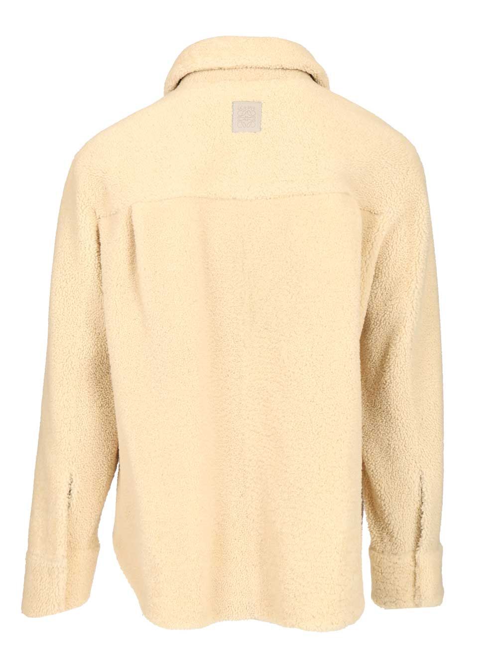 Loewe Shearling Overshirt Shirts - White | 937e933a1a9586395a0d3fd0bb18b7773b31789c