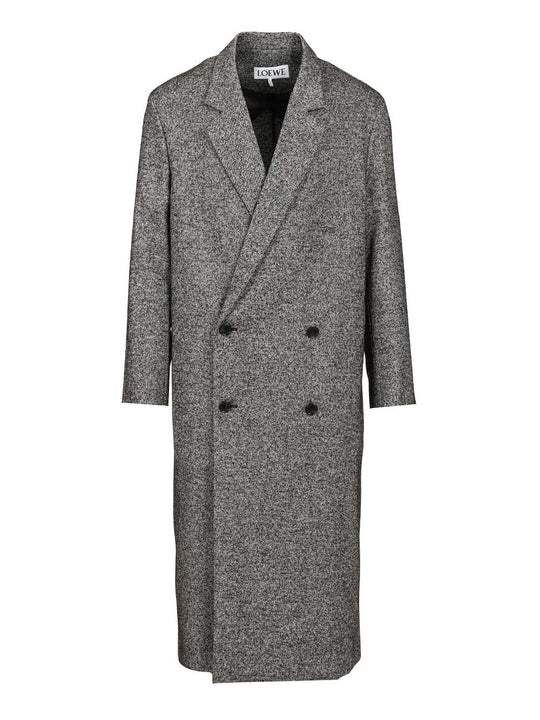Double-Breasted Wool Blend Coat Coats Grey