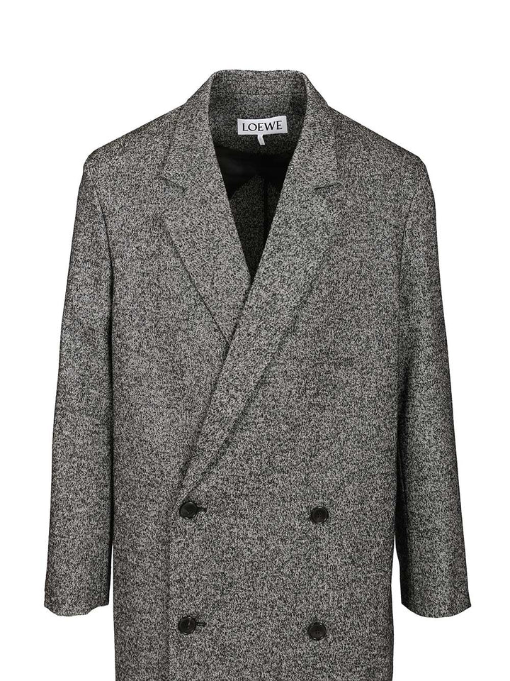 Loewe Double-Breasted Wool Blend Coat Coats - Grey | e65bc595a5056b3b44e7821b98edb2186e98fd39