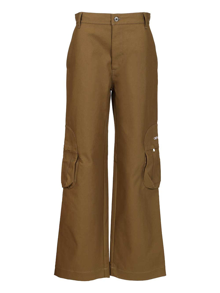 Off-White Bookish Cotton Cargo Pant Trousers - Brown | aab15765ab4ca5fef7a0ff1f7526079693650875