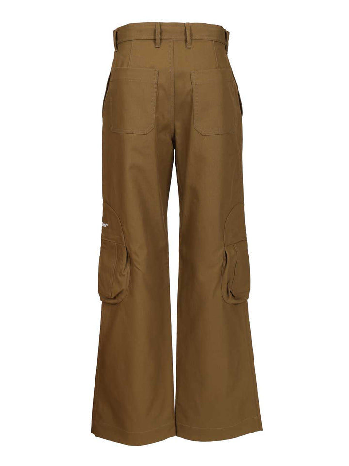 Off-White Bookish Cotton Cargo Pant Trousers - Brown | 97b8403d3301eec789d1b13c8bf5d969ca93e2b5