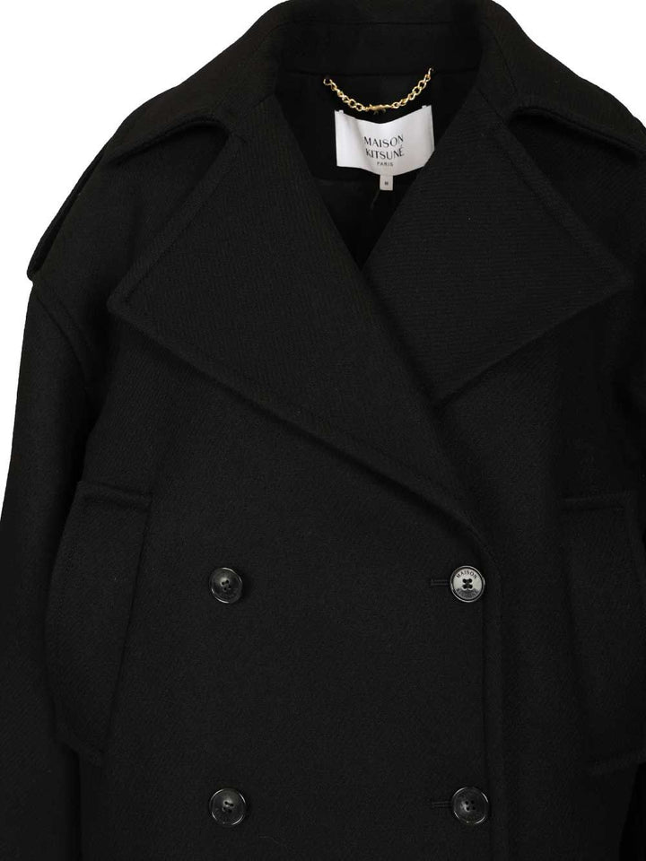 Maison KitsunÉ Short Coat Knitwear - Black | 2b133ef0d5ad246426a6d4e0d1a3720949358652