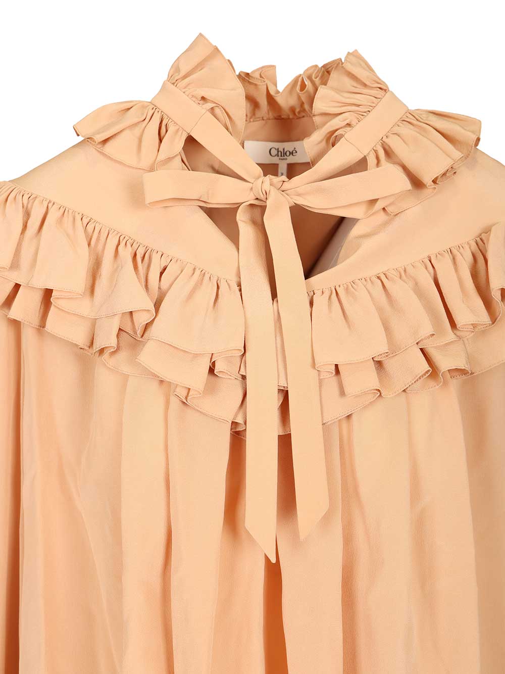 Chloe' Oversized Ruffle Top Shirts - Beige | 9d0388b2a92c3ad5062bfe15830b52279e55ce1d