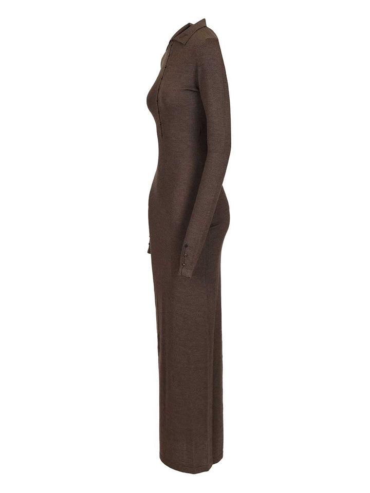 Jacquemus Merino Polo Dress Dresses - Brown | 8aa0073cc663646e48f54a6c49dc66da69f2ad0b