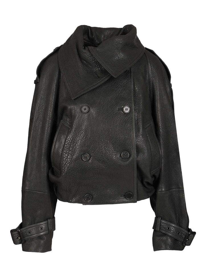 Acne Studios Short Double-Breasted Trench Coat Jackets - Black | 57b12243032548e09eed2e2ad82d7e12990ea82c