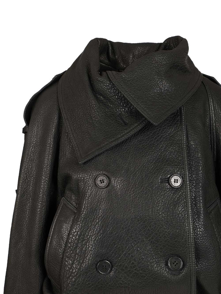 Acne Studios Short Double-Breasted Trench Coat Jackets - Black | c96d163fb0ffb0376ede73993059aa0b2a9b4bcf