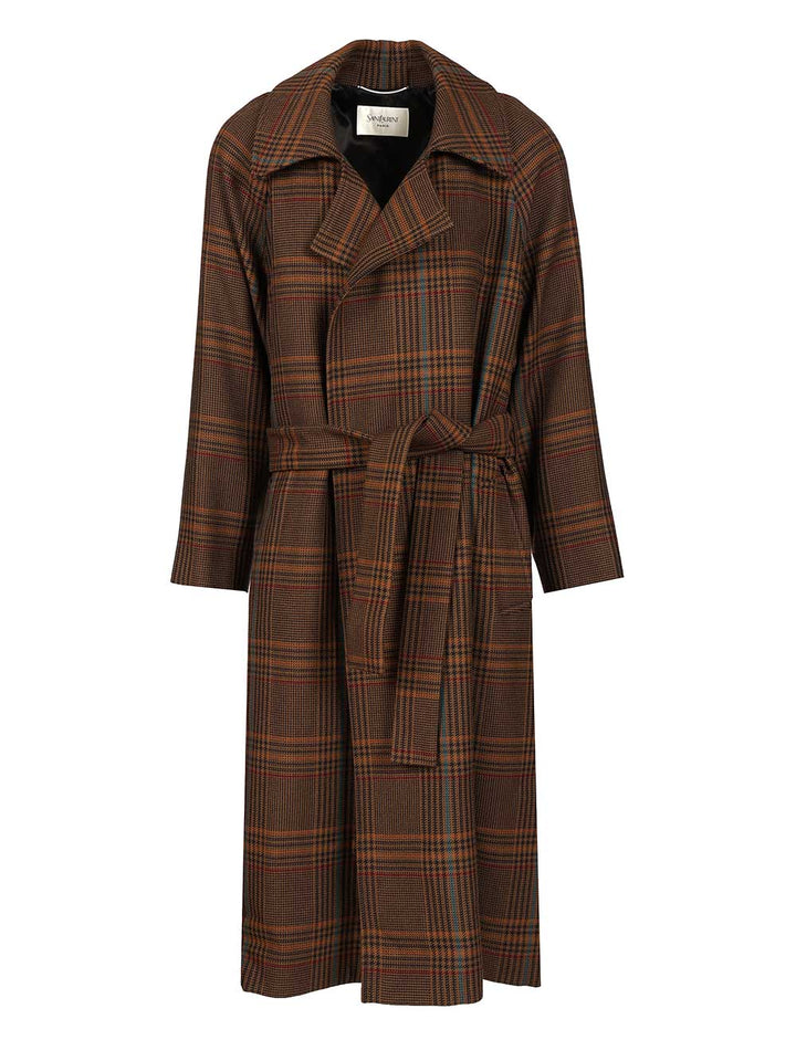 Saint Laurent Long Coat Coats - Brown | 261d0ffb51a6fe7c9bf2cfe2b9f06579da580acf
