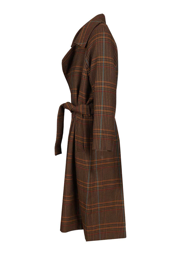 Saint Laurent Long Coat Coats - Brown | 22eee81b34b4f324d16c732ba90bf76ec605663a