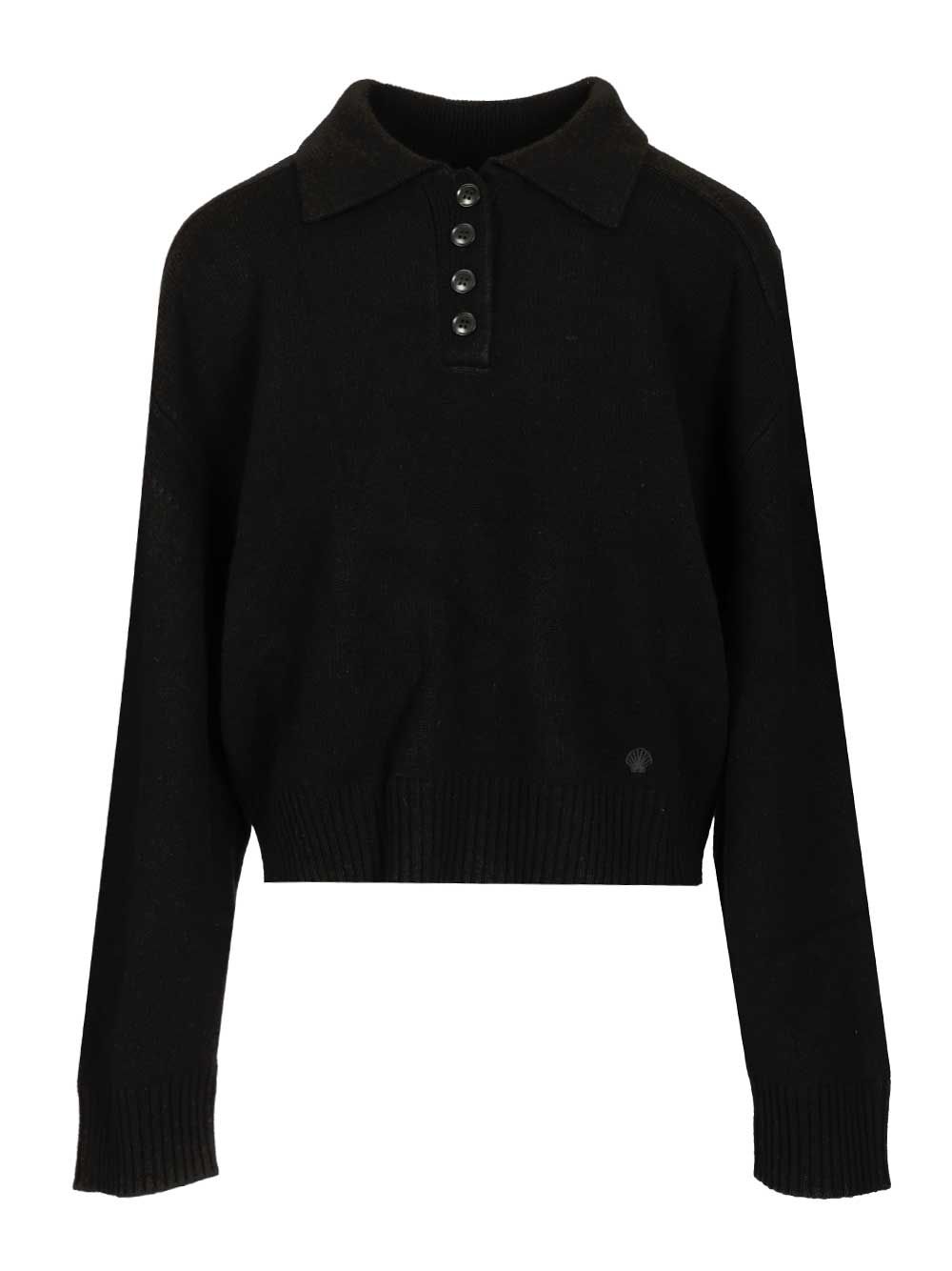 Loulou De Saison Boxy Cashmere Polo Shirt Knitwear - Black | a9e1003284f66e430739002f414cc85b11f8aa53