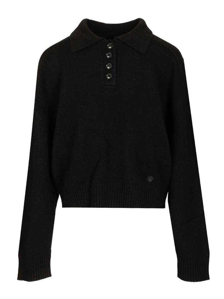 Loulou De Saison Boxy Cashmere Polo Shirt Knitwear - Black | a9e1003284f66e430739002f414cc85b11f8aa53
