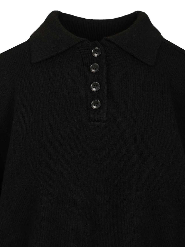 Loulou De Saison Boxy Cashmere Polo Shirt Knitwear - Black | 46c8a166ec882417f69a6997879ffcee51df6052