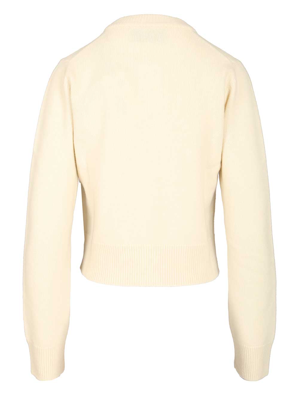 Ami Crew Neck Cardigan Knitwear - White | 50401c5e15fba1c661cfd36abb64959e8fdeed32